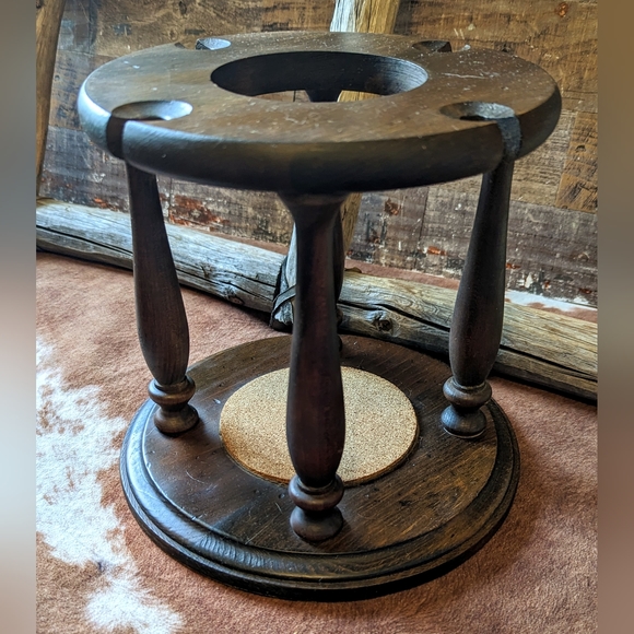 Vintage 80's Wood Wine Glass Holder - Picture 11 of 12